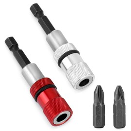 QWORK 2-Pack Drywall Screw Setter PH2 Bits, Magnetic Steel Screwdriver Drywall Bit with Magnetic Tip & 1/4" Hex Shank, Positioning Bit Batch Head, for Power Driver and Drill