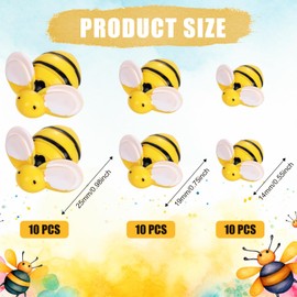 30pcs Small Resin Bees, Tiny Mini Plastic Flat Back Bumble Bee Decoration Little Miniature Honey Bees Crafts Birthday Party Table Decor (Lemon Yellow)
