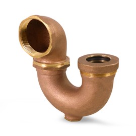 Highcraft Brass Trap LA Pattern Trap 2" IPS x 1/-1/2" Basin Sink Waste Trap with Cleanout, Brass Sink Trap for Bathroom Sink, Kitchen Sink, Tubular Drain Applications, Brass Drain Trap with Brass Nut