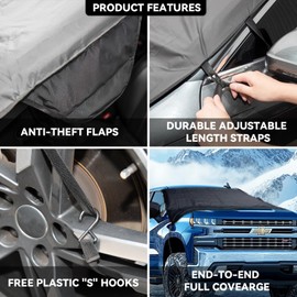 SLOGENTO Windshield Cover for Ice and Snow for Chevy Silverado 1500 3500 2019-2025 2026, Windshield Snow Cover Oxford Fabric Frost Cover Waterproof All Weather Windshield Frost Cover for Trucks