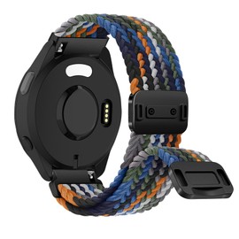 RosMank 20mm Braided Watch Band Compatible with Garmin Forerunner 165/Forerunner 165 Music/Vivoactive 5, Nylon Woven Replacement Strap for Garmin Venu Sq 2/Venu Sq 2 music, Colorful