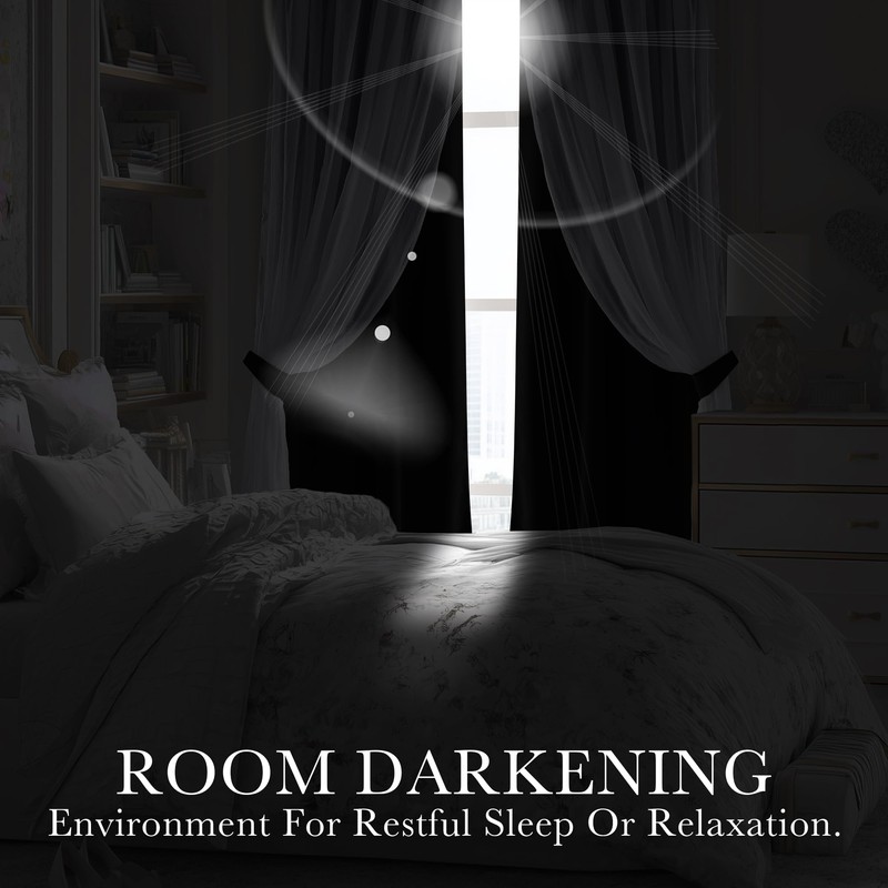 PONY DANCE Black Curtains for Bedroom - Decorative Window Curtains