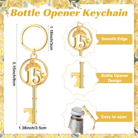 Sliner 25 Sets Quinceanera Party Favors for Guests 15 Birthday Keychain 15 Years Old Bottle Opener Thank You Tags Quinceanera Gift 15 Birthday Quince Party Souvenirs for Girl Adults