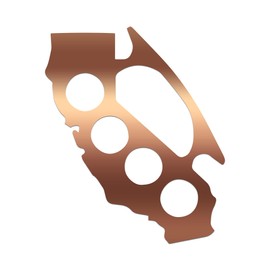 California Map Brass Knuckle Sticker Vinyl Decal Notebook Car Window Laptop 4.5" x 5.5" (Copper)