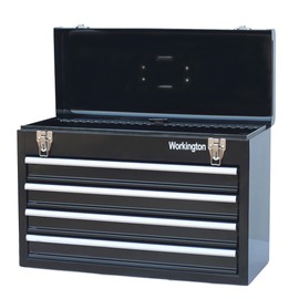 Workington Portable Metal Tool Chest with 4 Drawers, 20" 4-Drawer Tool Chest Cabinet with Ball Bearing Drawer Slides, Steel Tool Storage Box Organizer 4004 Black