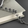 Women's Hematite Power Stone Bracelet, Black Beads, Stainless Steel Chain,