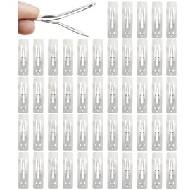 Cinaci Paquete de 50 horquillas rectangulares cuadradas de metal plateado de 5 cm a granel, horquillas finas y finas para el pelo, accesorios de manualidades para mujeres, niñas, adolescentes y niños