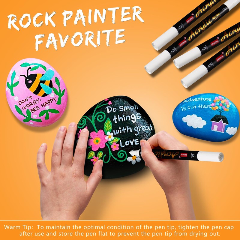 Droaful White Acrylic Paint Pens Markers, 6 Pc Dual Tips
