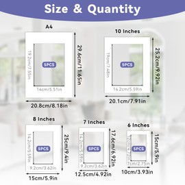 KATIMI 25 Pieces Picture Mounts for Frames, White Photo Mounts, Mounting Card for Photo Frames, Paper Photo Frame Mats for Posters Artworks Prints Paintings (5 Sizes)