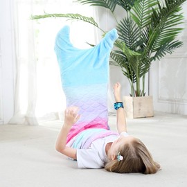 VHOME Kinder Meerjungfrau Decke Geschenke - Warmes Wohnzimmer Sofa Decke Kinder Kuscheldecke Für Weihnachts Geburtstagsgeschenk (K2-Blau, Kinder 120cm x 48cm)