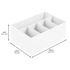 iDesign 5-Section Divided Vanity Organizer for Cosmetic Storage - White