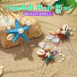 JONKY Bride Starfish Hair Pins Silver Shell Hair Piece Bridal Headpieces Beach Wedding Hair Accessories for Women