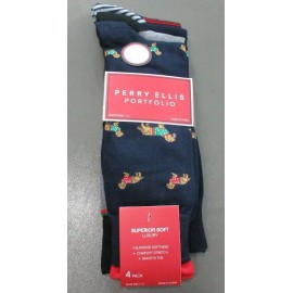 Perry Ellis Portfolio Men's 4-Pair Variety Pack Socks, Dog Multi, Shoe Size 7-12