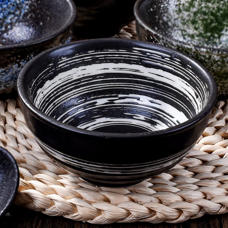 LMRLCS Japanese Kiln-formed Ceramic Bowl Set of 4 for Cereal,