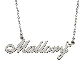 HUAN XUN Silver Initial Letter Necklace for Women Girls Mallory Custom Nameplate