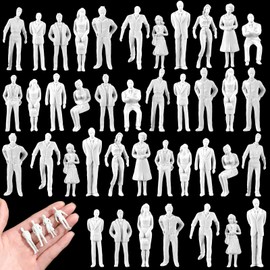 Namalu 50 Miniature Figures for Model Making, Standing and Sitting Mini Figures, Diorama, Unpainted White Human Figures, Architectural Model, Small Models of People for Miniature Scenes (Scale 1:50)