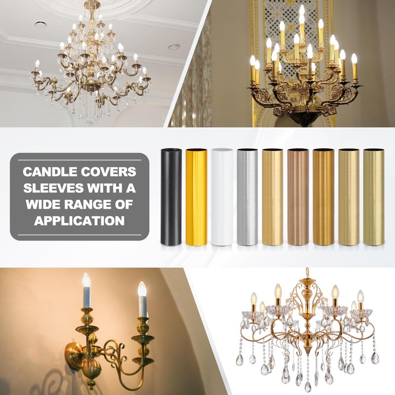 PATIKIL 3.5" Tall Candle Covers Sleeves, 6Pcs Metal E12 Chandelier