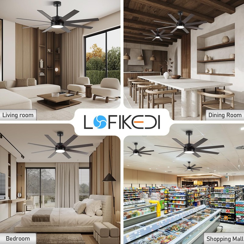 LOFIKEDI Ceiling Fan with Light, 60 Inch Ceiling Fan with