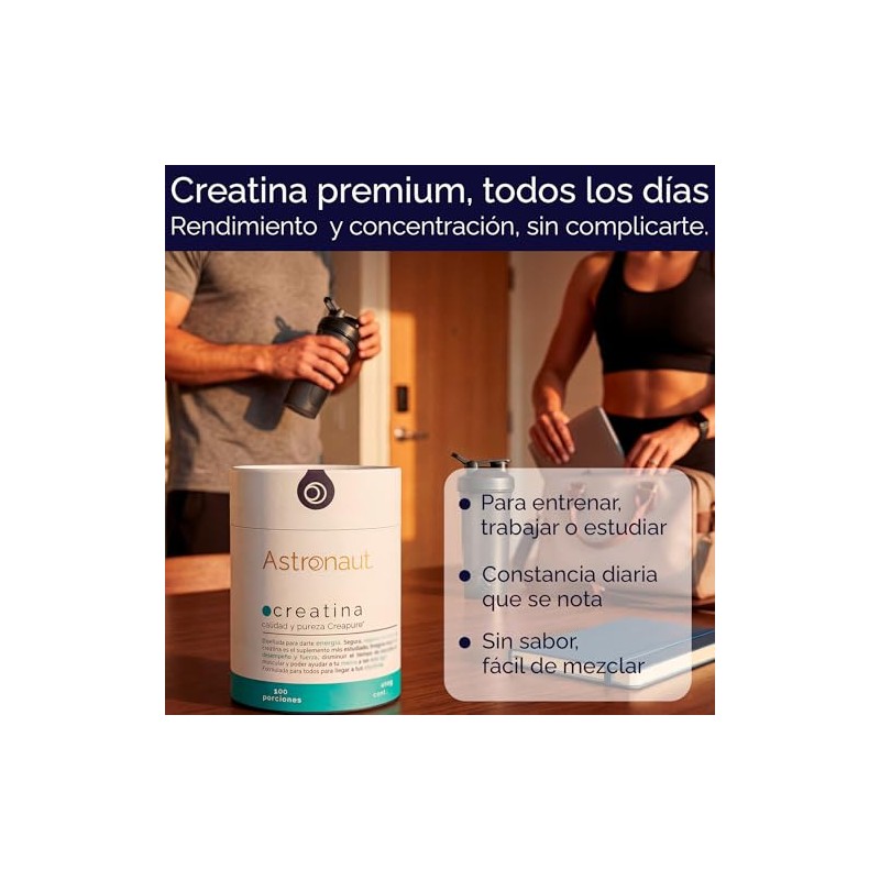 Creatina Monohidratada Creapure® - 100 Porciones, 100% Pura, Hecha en