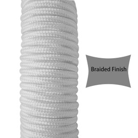ZKSM 82ft Nylon Flag Rope 1/4Inch Thick White Flag-line Halyard Complete with 2 Steel Hook Clips Double Braided for Flags, Outdoor Hanging Clothes, Goods and Furniture Bundled