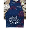 July 4th Table Runner Cotton Linen Fireworks Celebration Patriotic Americana