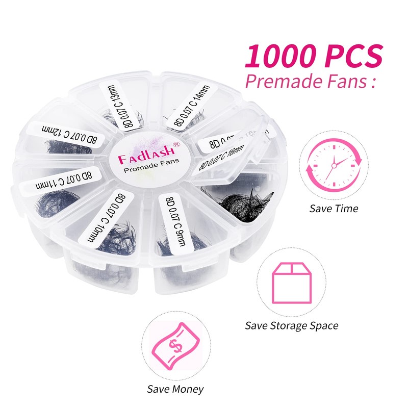 Russian Prefabricated 8D 0.07 C Curl 9-16 mm Mixed Eyelash