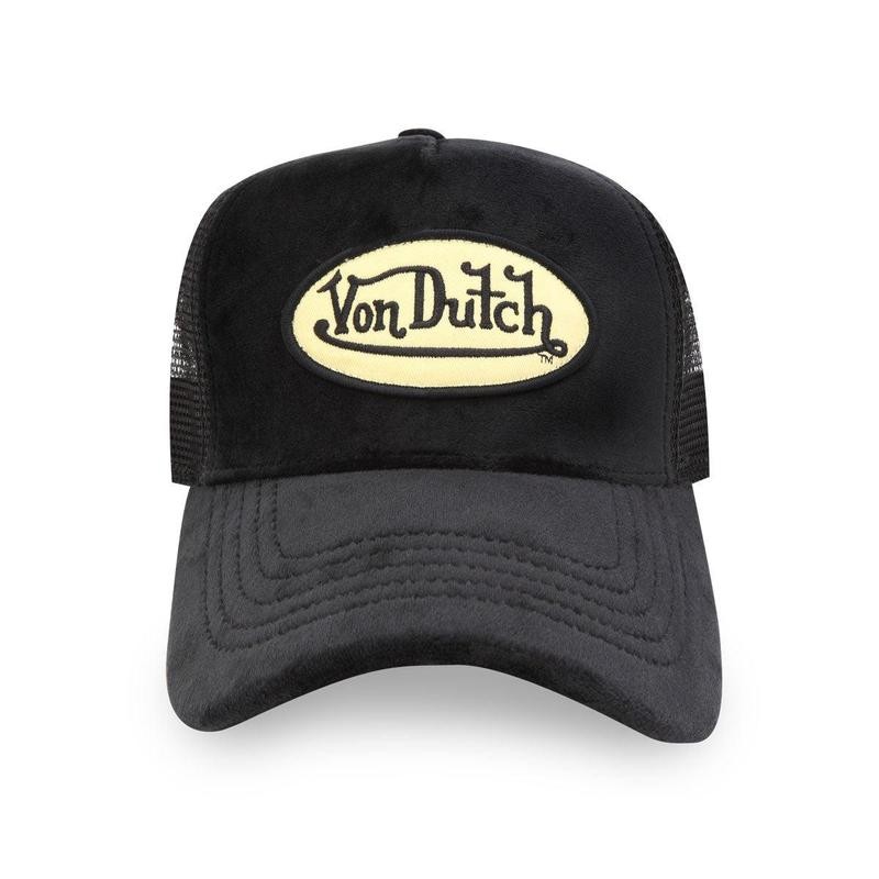 Von Dutch Velvet Trucker Hat with Adjustable Snapback - Color: