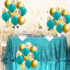 Teal Gold Balloons for Teal Gold Birthday Decorations for Women of 30pcs Teal Gold Bridal Shower Decorations/Teal Gold Wedding Decorations/Gold Confetti Balloons