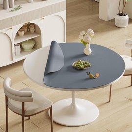Metui Round Fashion PVC Table Cover Protector, Stain-resistant and dirt-resistant,Table Cover for coffee Table, dining,Buffet Parties and Camping. Desk Mat for Desktop。 (DARK GRAY, 35.4"×35.4")