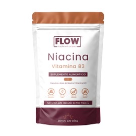 NIACINA (Vitamina B3) - Flow Supplement | LLEVA MÁS X MENOS - Vitamina B3-500 mg - 220 Cápsulas | Suplemento Alimenticio para *7 meses* - Aporte diari