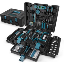 Sundpey 379-PCs Home Tool Kit - Portable Complete Household and Auto Repair Tool Set - Hand General Basic Tool Box Storage Case with Drawer - Full Basic Toolkit for Handyman & Diyer & Homeowner
