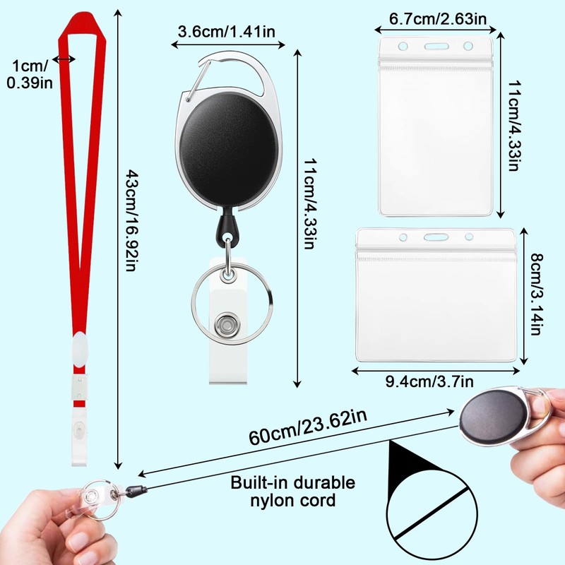PIWOSGOL Key Ring ID Holder, Pack of 3 Retractable Key