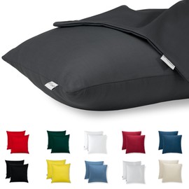 Flowen Set of 2 Cushion Covers, 30 x 30 cm, Cotton Premium Satin, Decoration for Cushions for Sofa/Bed, Super Soft, Resistant, Hypoallergenic, Anti-Dust Mite Fabric, with Concealed Zip, Fully Washable