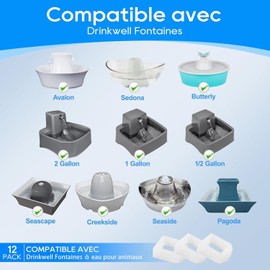 MyfatBOSS Pack of 6 Foam Filters for Drinkwell Ceramic, 6 Pieces Replacement Carbon Filters for PetSafe Drinkwell 360 Stainless Steel Drinking Fountain Water Fountain Filter for Avalon Pagoda for Cats