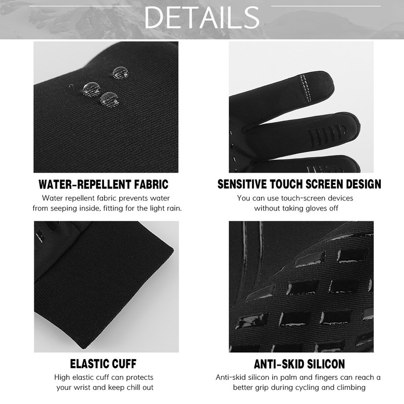 Winter Men Women Cycle Gloves Waterproof Windproof Fleece Lining Touchscreen