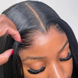 13x6 Full Frontal HD Lace Wig 0.11mm Ultra-thin Invisible HD Lace Front Wigs Human Hair Pre Plucked Bleached Knots 180% Density Body Wave Wigs For Women 26 Inch