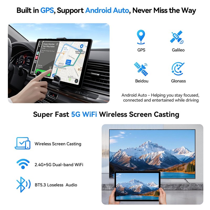 Android Tablet 10 inch, Android 15 Tablet with Keyboard, Mouse,