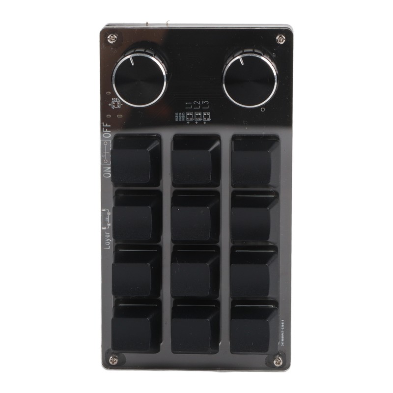 Programmable Macro Keyboard 2 Knobs Blue Switch Black 12 Keys