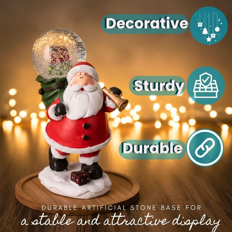 Envenzo Christmas Snow Globe Santa Magical Table Decoration, Loving Details,
