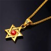 U7 Megan Star Pendant with Ruby Stone 18K Gold Plated