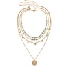 Rrdaily 4Pcs Gold Turquoise Beads Layered Necklace for Women,Stylish Stacking