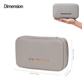 Angelina's Palace Small Waterproof Jewelry Organizer Case Vegan Leather Travel Storage Bag Bridesmaid Gifts for Necklace Earring Bracelet Ring(pearl grey)