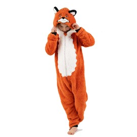 Onesie for Boys or Girls Fluffy Soft Mr Fox with Tail -Animal Costume Sleepwear, Pyjamas AllinOnes in Kids Age Years 6-7 Fox 53