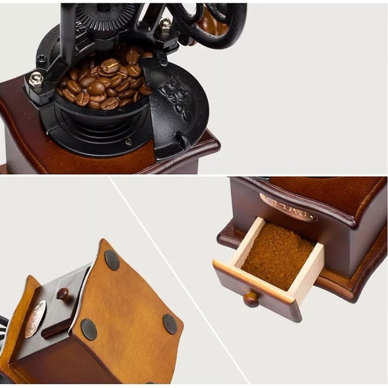 Mebix TRD Molinillo De Café Manual Portátil De Madera Giratorio