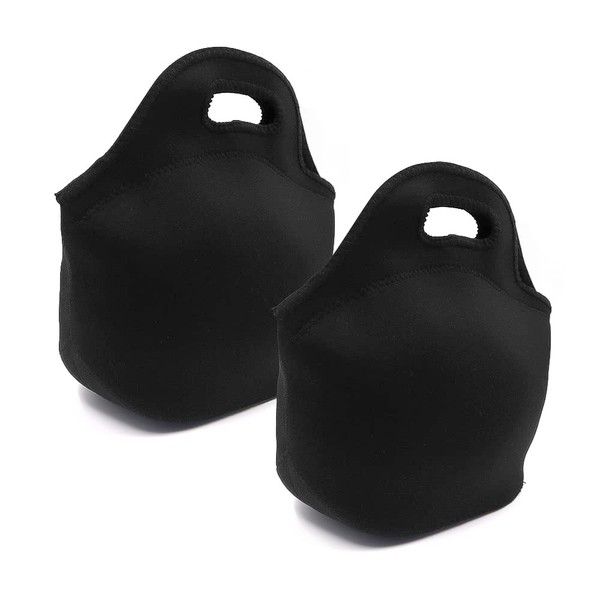 2 Pcs Black Neoprene Lunch Bag, Lunch Bags for Women,