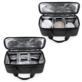 Trunab Drinks Holder Bag Insulated for Drinks 3 Cups, Cup Carrier with Removable Dividers, Waterproof Cool Bag with Suitable for Camping, Beach, Snack, Lunch, black