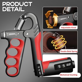 3pcs Forearm Hand Grip Strengthener Kit, 2025 Upgraded Adjustable Hands Exerciser Gripper with Finger Resistance Bands and Grip Rings, Strength Training Grips Strengtheners for Muscle Building