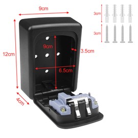 Ceisazira Zinc Alloy Key Safe with 4-Digit Number Code, Waterproof and Rustproof Key Box, Key Safe, Wall Mounted Key Box for Home Keys, Garages, School, Office, Black
