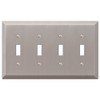 Amerelle Century Quadruple Toggle Steel Wallplate in Brushed Nickel