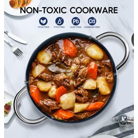 MICHELANGELO 8 Quart Stock Pot with Lid, Non Toxic Cooking Pot, Ceramic Soup Pots with Lid, Non Stick Pot with Stainless Steel Handle, Induction Compatible